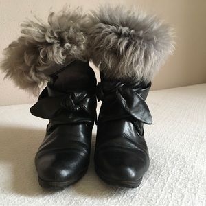 Italian made leather dress boots with Sheep Wool line and Cuff Sz 38